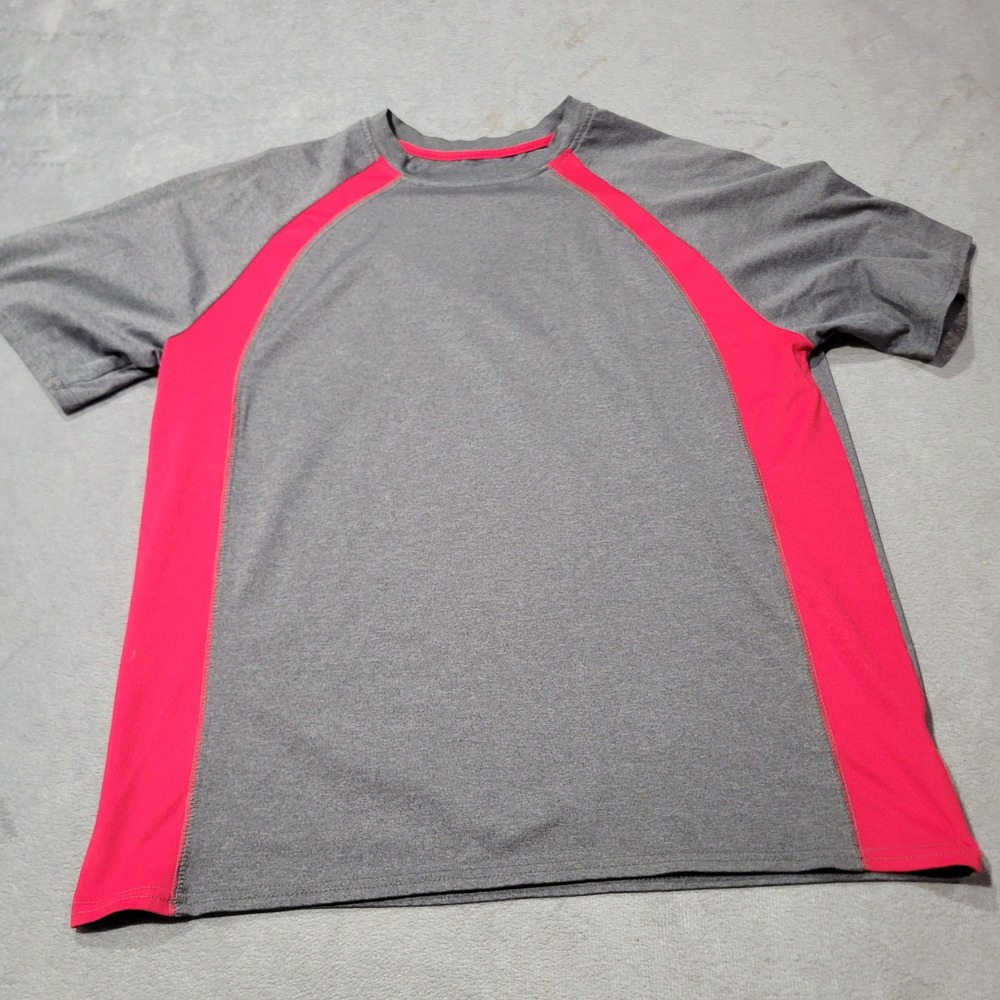 BCG Performance Shirt Mens‎ Small Grey Pink Short Sleeve Workout Tee Activewear